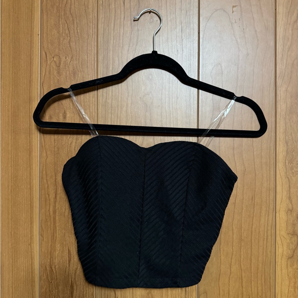 Bozzolo Black Strapless Crop Top